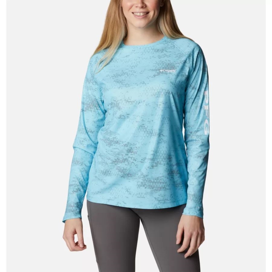 Atoll/pfg カモ ダーク レディース Pfg タイダル デフレクター プリント ロング スリーブ シャツ コロンビア