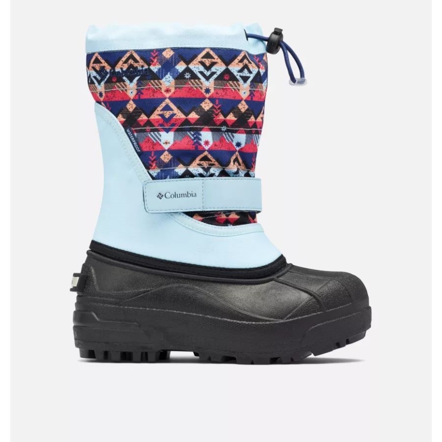 ビッグ キッズ パウダーバグ プラス II プリント スノーブーツ コロンビア スプリング ブルー/ダーク ノクターナル