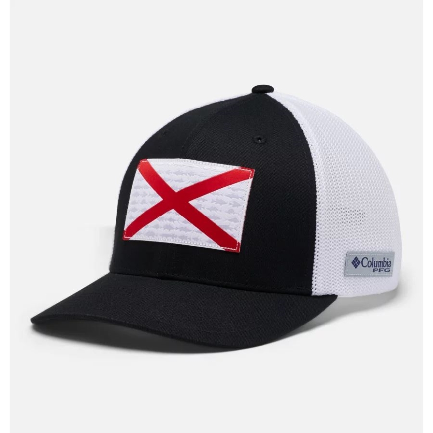 ブラック/アラバマ フラッグ コロンビア PFG フィッシュ フラッグ メッシュ ボール キャップ ハイ クラウン