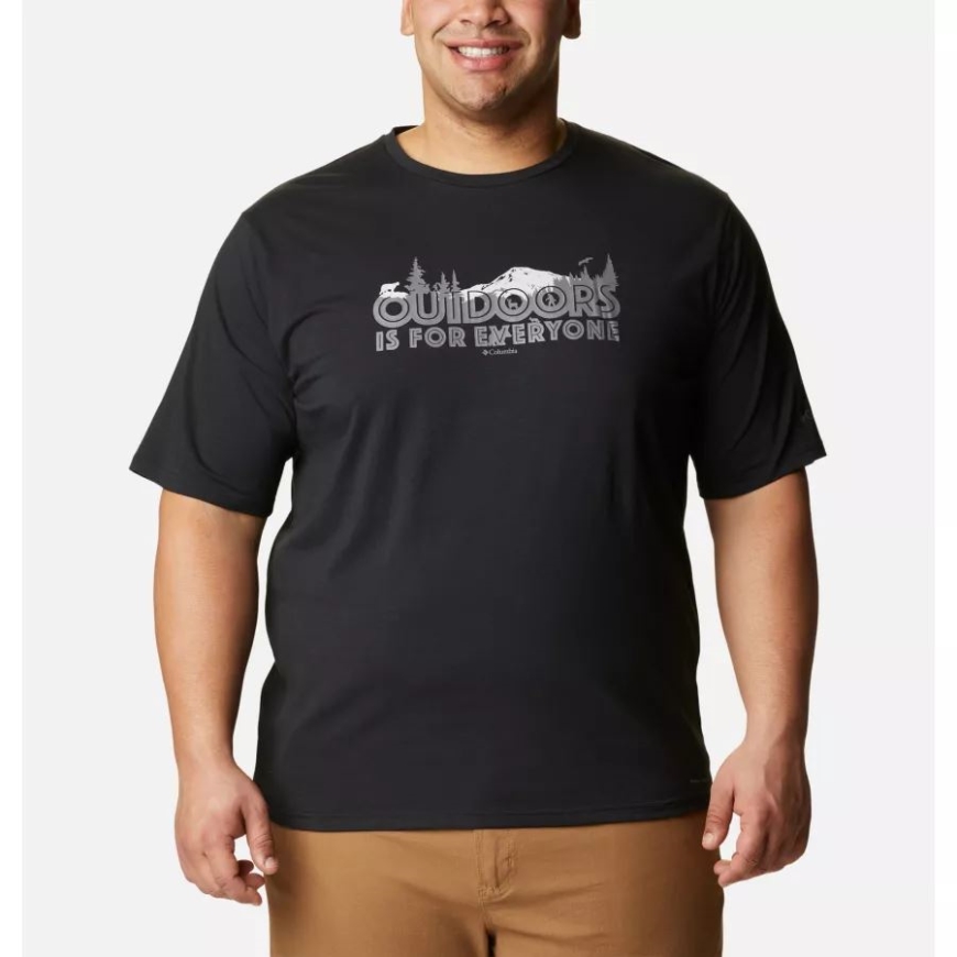 ブラック/オール アウトドア グラフィック メンズ サン トレック テクニカル Tシャツ エクステンデッド サイズ コロンビア