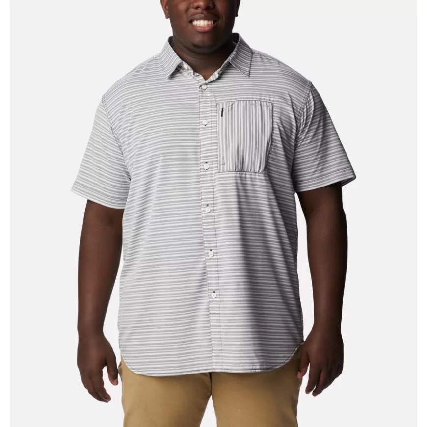 ブラック ベーシック ストライプ メンズ ツイスト クリーク III ショート スリーブ シャツ ビッグ コロンビア