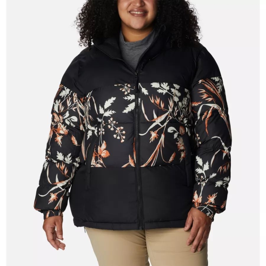 ブラック/ブラック フォールグラス プリント レディース パイク レイク II インサレーテッド ジャケット プラス サイズ コロンビア
