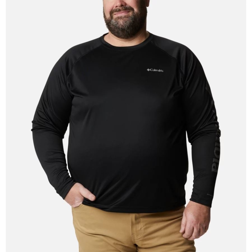 ブラック/シティ グレー ロゴ コロンビア メンズ フォーク ストリーム ロング スリーブ シャツ ビッグ