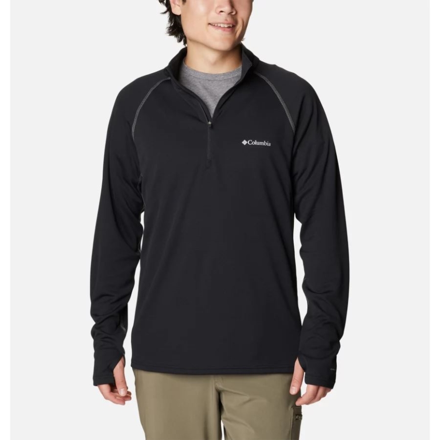 ブラック/シティグレー メンズ ナロース ポワント ハーフジップ シャツ コロンビア