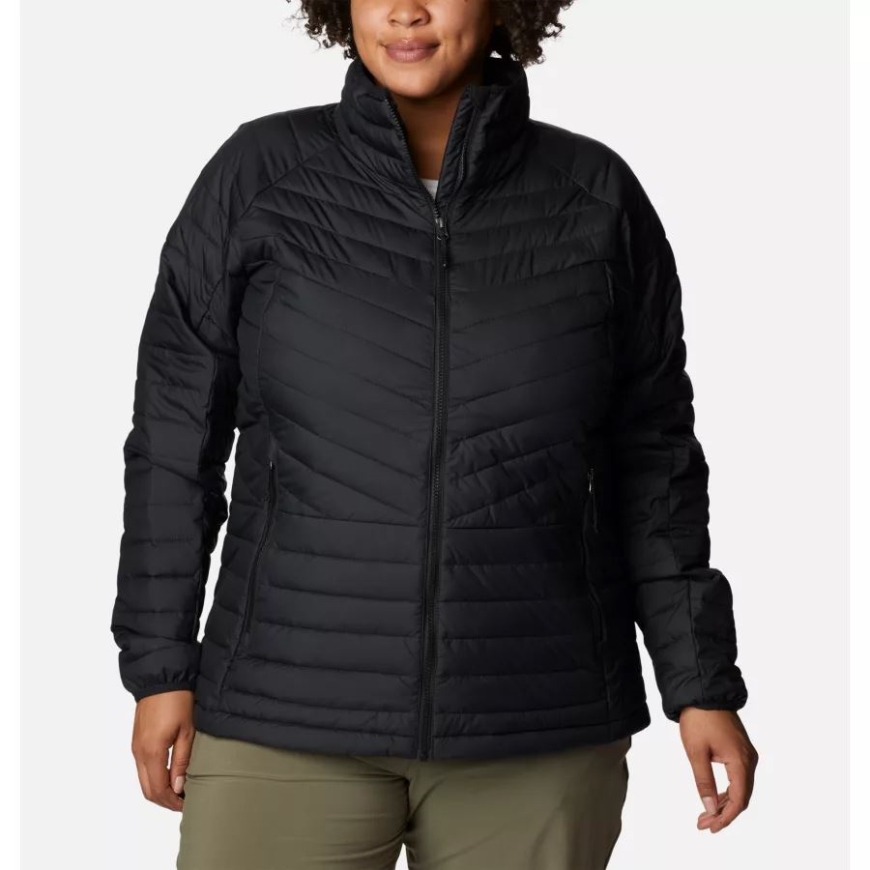 ブラック コロンビア レディース パウダー ライト II フルジップ インサレーテッド ジャケット プラスサイズ