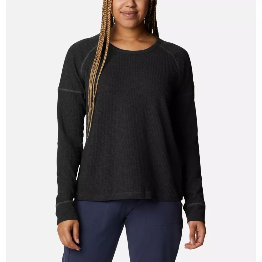 ブラック ヘザー コロンビア レディース パイン ピーク ロング スリーブ サーマル シャツ