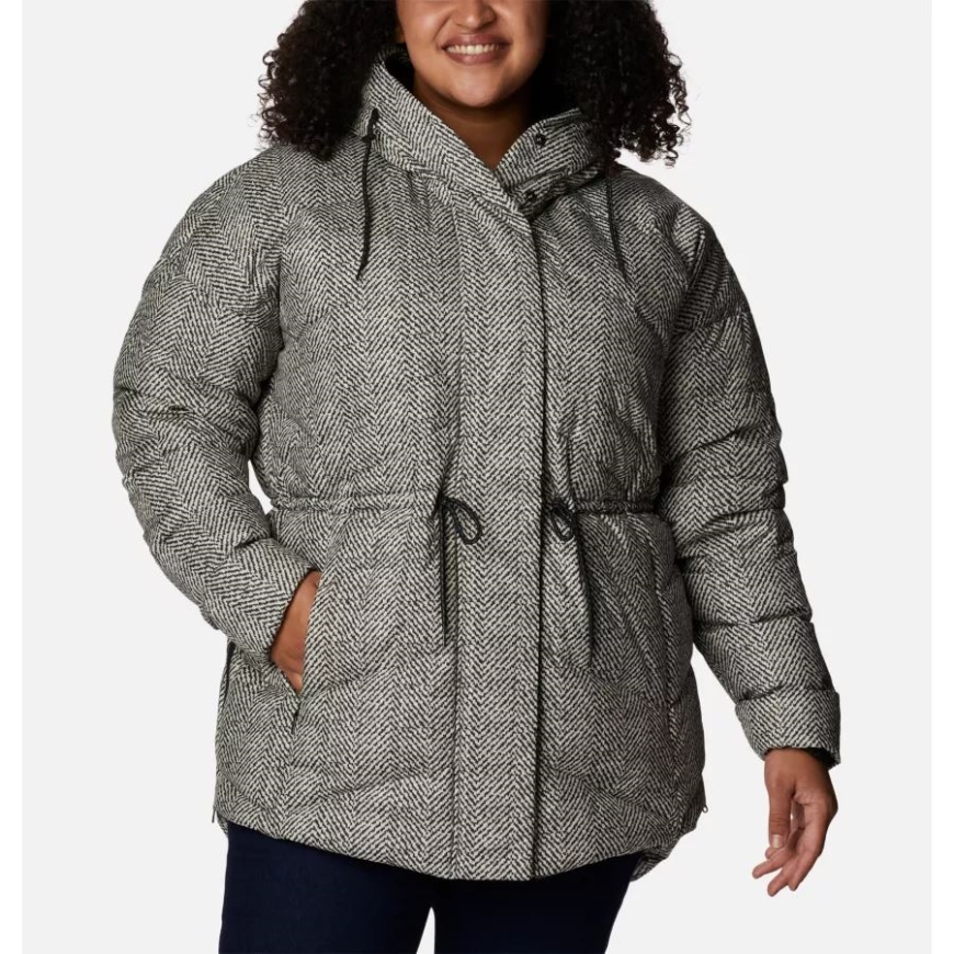 ブラック ヘリンボーン プリント レディース アイシー ハイツ Ii ダウン ノベルティ ジャケット プラス サイズ コロンビア