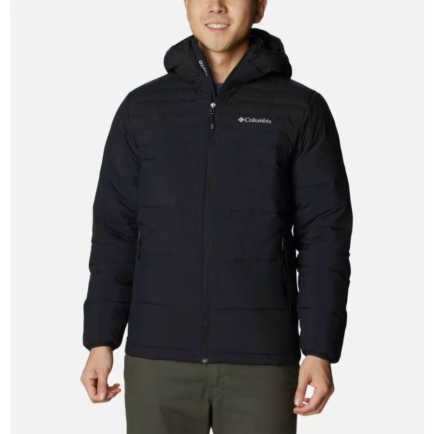 ブラック メンズ グラインドストーン ループ 650 ターボダウン フード付きジャケット コロンビア