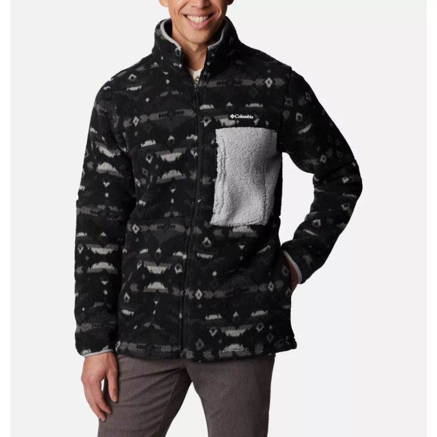 ブラック ロッキー マウンテン プリント メンズ マウンテンサイド プリント フリース ジャケット コロンビア