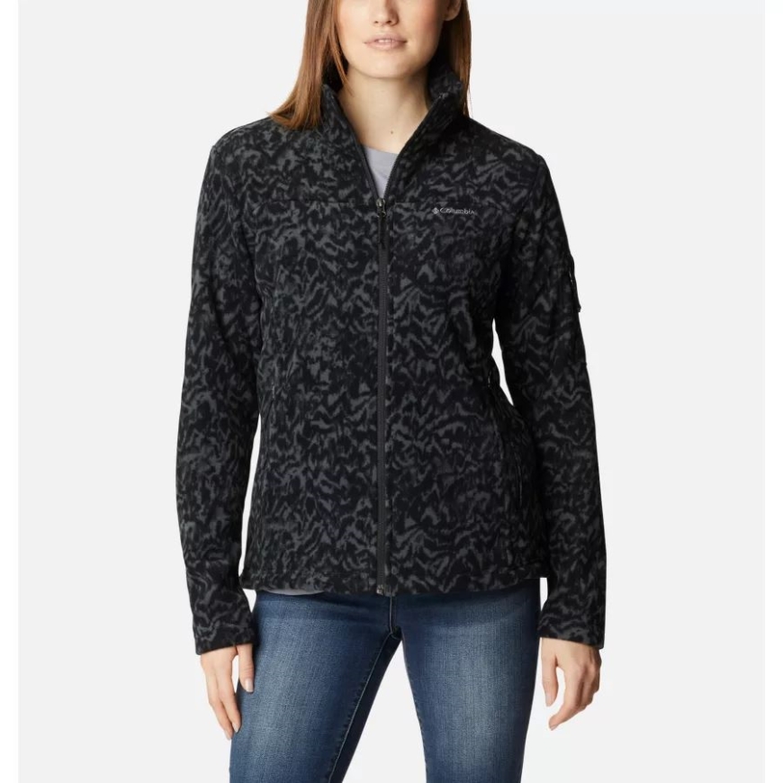 ブラック テレイン プリント レディース ファスト トレック プリント フリース ジャケット コロンビア