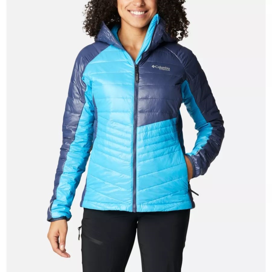 ブルー チル/ノクターナル レディース プラチナ ピーク フード付きジャケット コロンビア