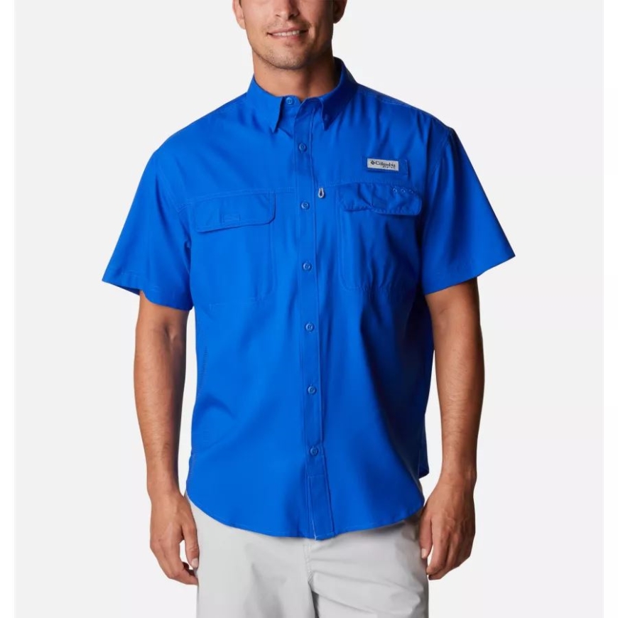 ブルー マコー コロンビア メンズ Pfg スキフ ガイド ウーブン ショート スリーブ シャツ