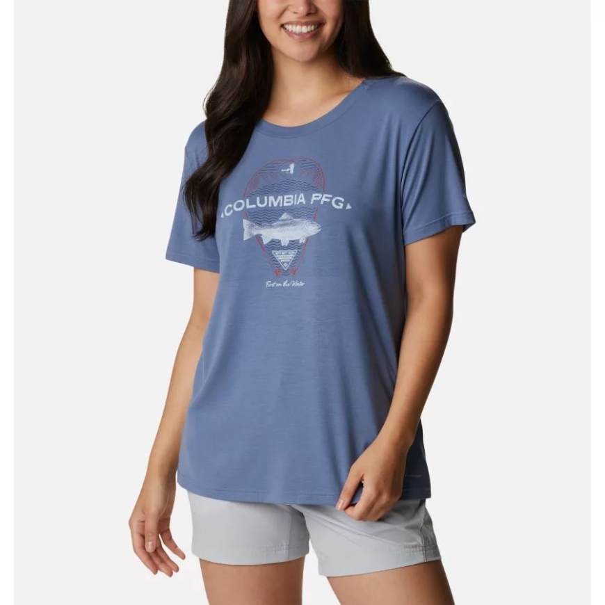 ブルーストーン/トラウト コロンビア レディース スラック ウォーター グラフィック 半袖シャツ