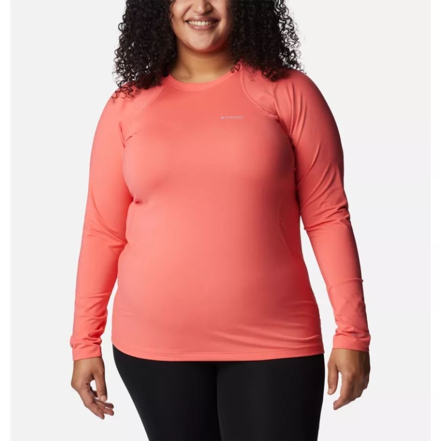 ブラッシュ ピンク レディース オムニヒート ミッドウェイト ベースレイヤー クルー プラスサイズ コロンビア