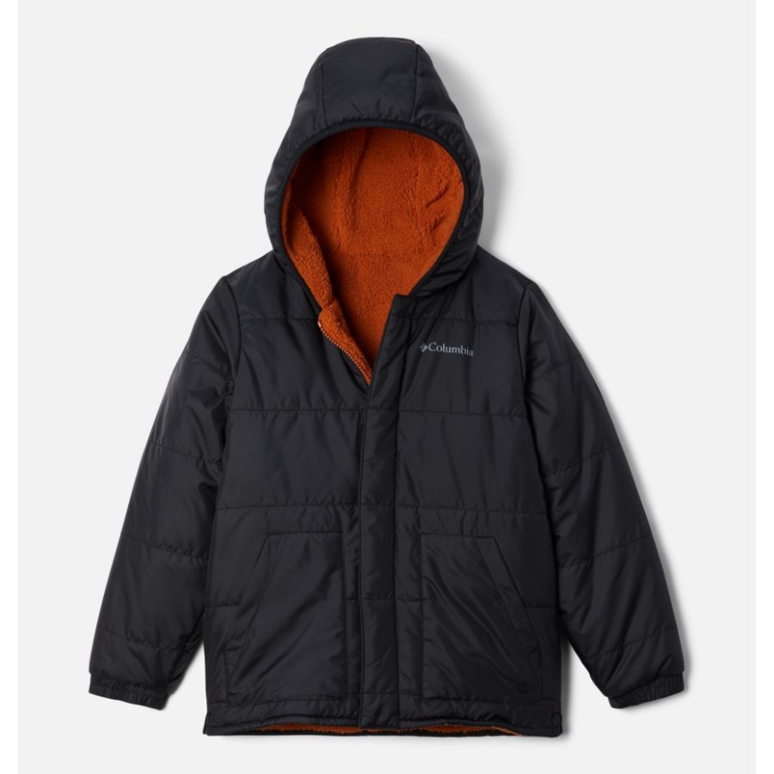 ボーイズ ビッグファー フード付き リバーシブル ジャケット ブラック/ウォーム コッパー コロンビア