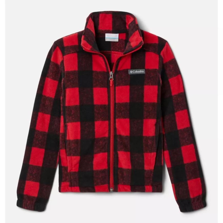 男の子用 キャッスル デイル プリント フルジップ フリース コロンビア マウンテン レッド バッファロー チェック柄