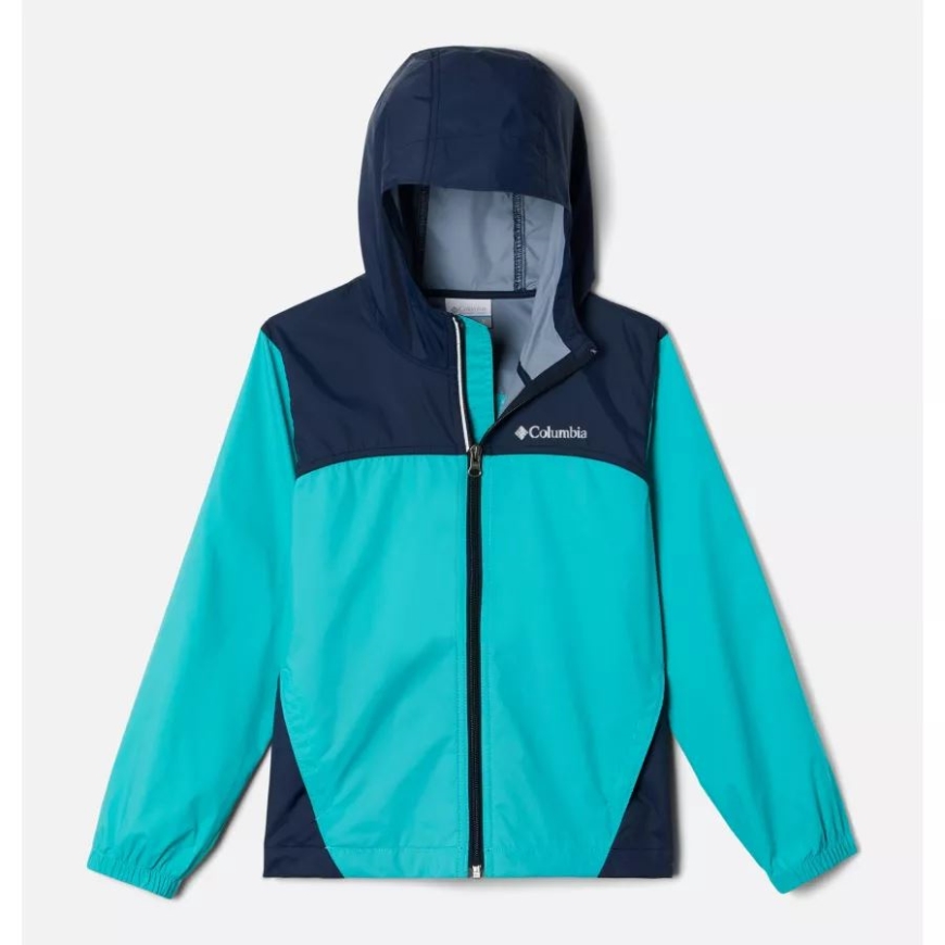 ボーイズ グレンネーカー レインジャケット ブライトアクア/カレッジネイビー コロンビア