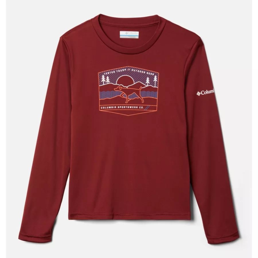 男の子用 グリズリー ピーク 長袖 グラフィック Tシャツ コロンビア レッド ジャスパー/ハウンド スケープ