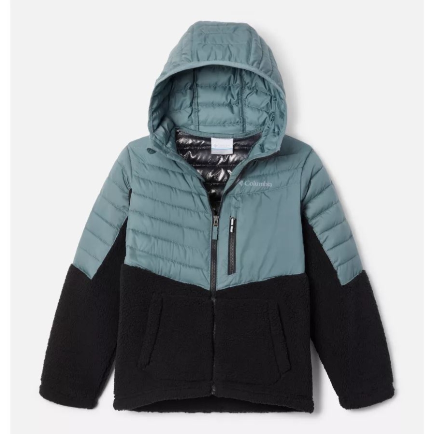 男の子用パウダー ライト ノベルティ フード付き断熱ジャケット コロンビア メタル/ブラック