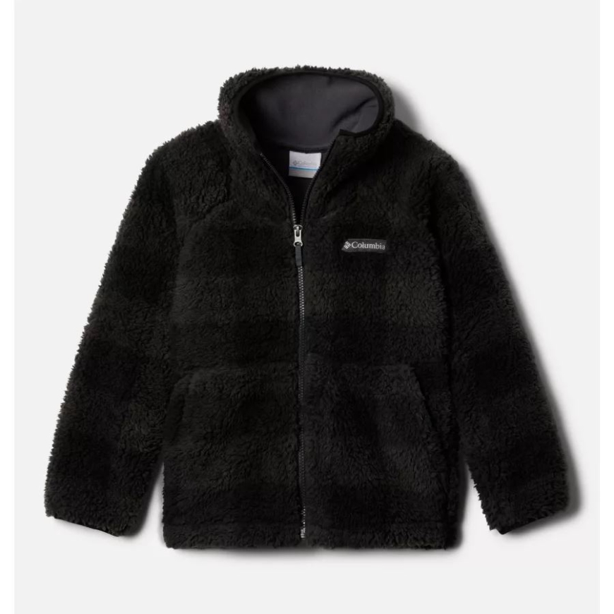 ボーイズ ウィンター パス プリント シェルパ フリース ジャケット コロンビア ブラック チェック