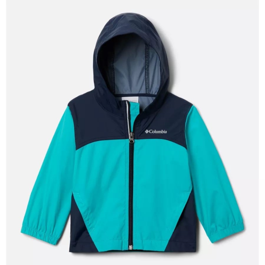 ブライト アクア/カレッジ ネイビー コロンビア ボーイズ トドラー グレンネーカー レイン ジャケット