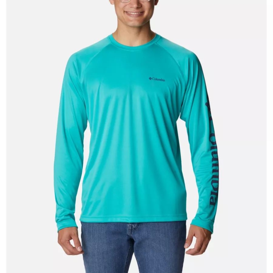 ブライト アクア メンズ フォーク ストリーム ロング スリーブ シャツ コロンビア