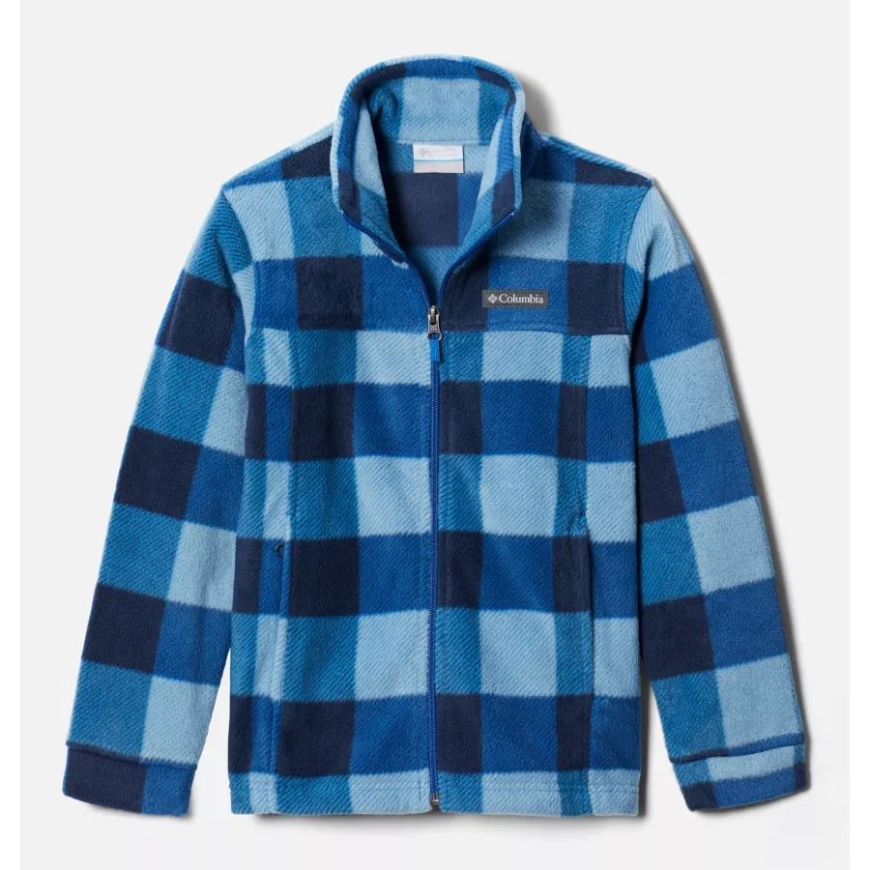 ブライト インディゴ チェック マルチ ボーイズ Zing Iii プリント フリース ジャケット コロンビア
