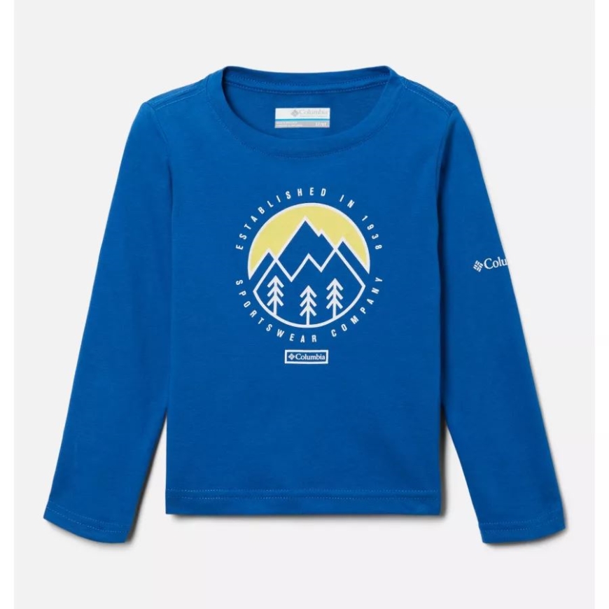 ブライト インディゴ/アウトドア パーク ボーイズ トドラー ドブソン パス 長袖 グラフィック Tシャツ コロンビア