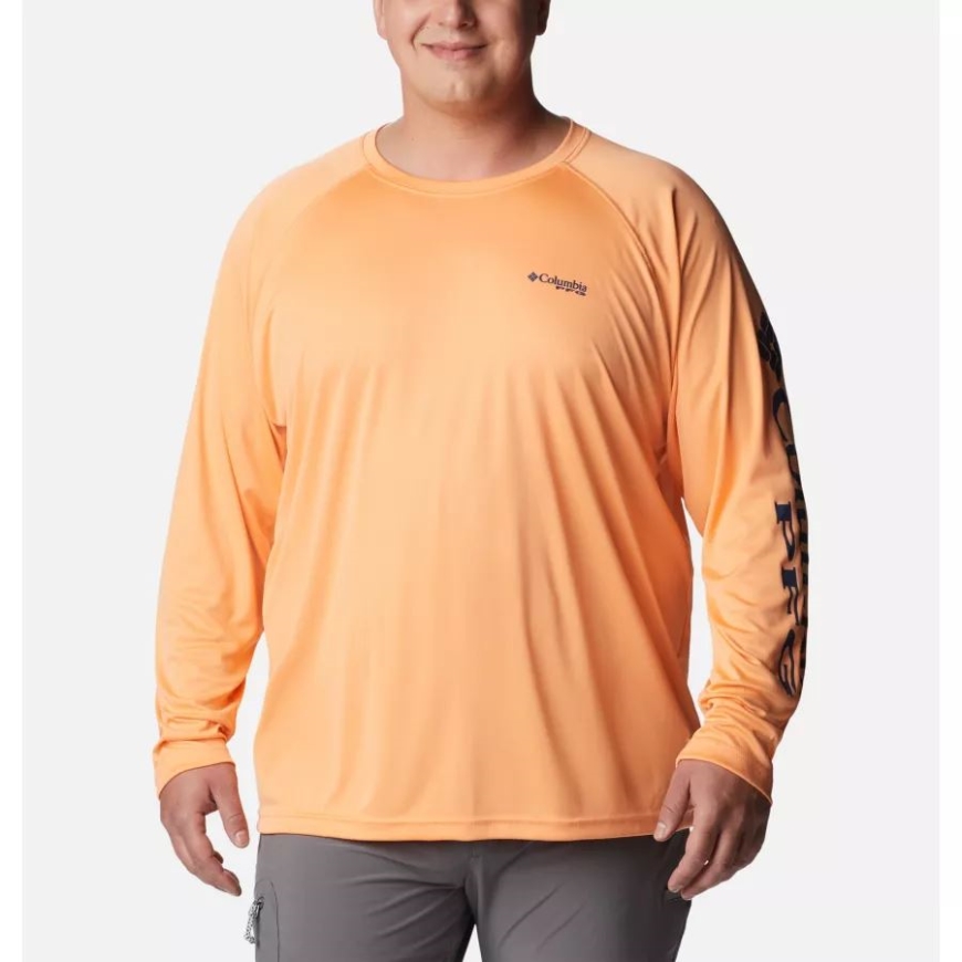 ブライト ネクター/カーボン ロゴ メンズ Pfg ターミナル タックル ロング スリーブ シャツ ビッグ コロンビア