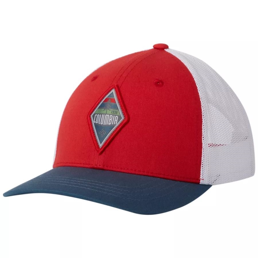 ブライト レッド/ダイヤモンド パッチ コロンビア ユース コロンビア スナップ バック キャップ