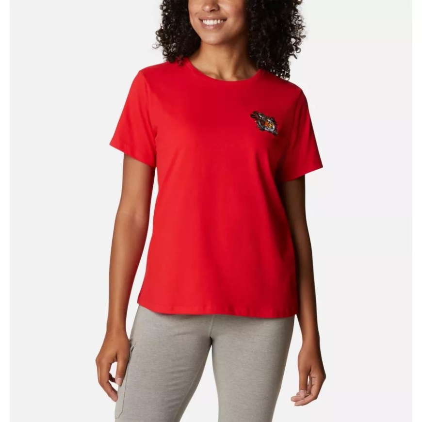 ブライトレッド/ミニラブザタイガースコロンビアレディースアルパインウェイ刺繍Tシャツ