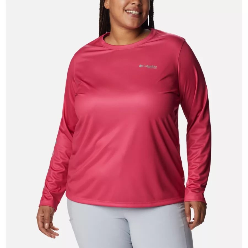 サボテン ピンク/ケルプ パルメット コロンビア レディース Pfg タイダル ティー セイルフィッシュ フレア ロング スリーブ シャツ プラス サイズ