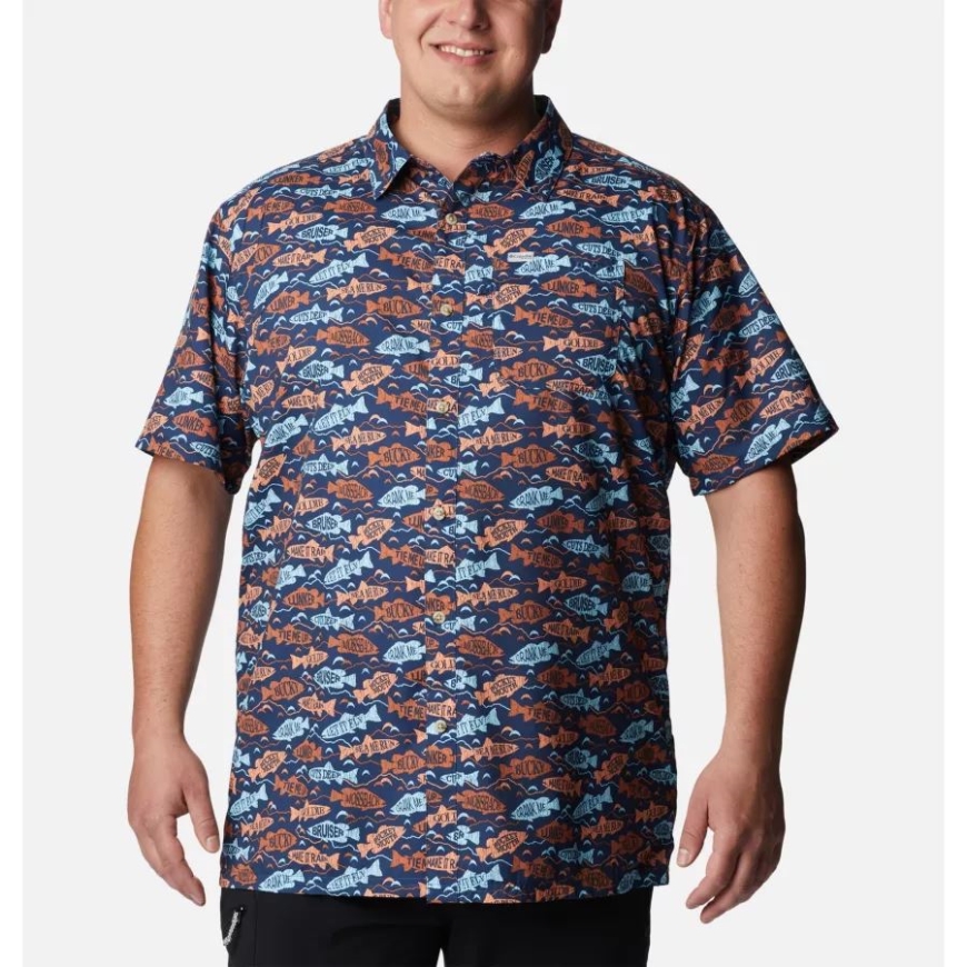 カーボン フィッシュファインダー プリント コロンビア メンズ Pfg スーパー スラック タイド キャンプ シャツ ビッグ