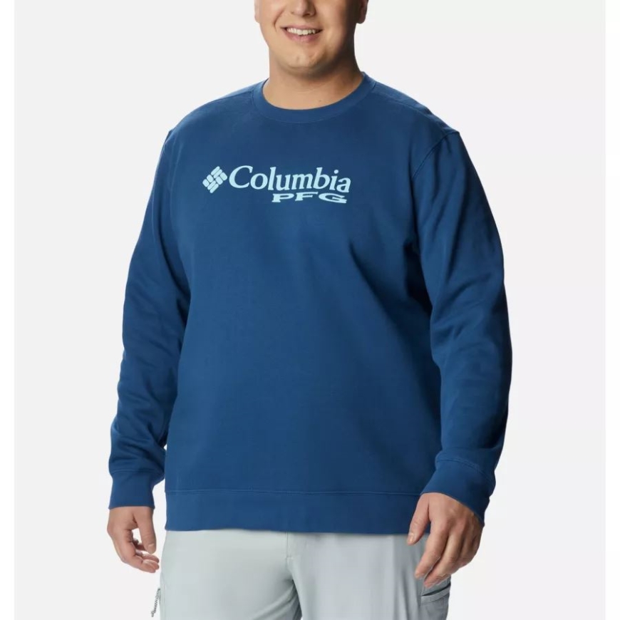 カーボン/スプリング ブルー メンズ Pfg スタック ロゴ クルー スウェットシャツ ビッグ コロンビア
