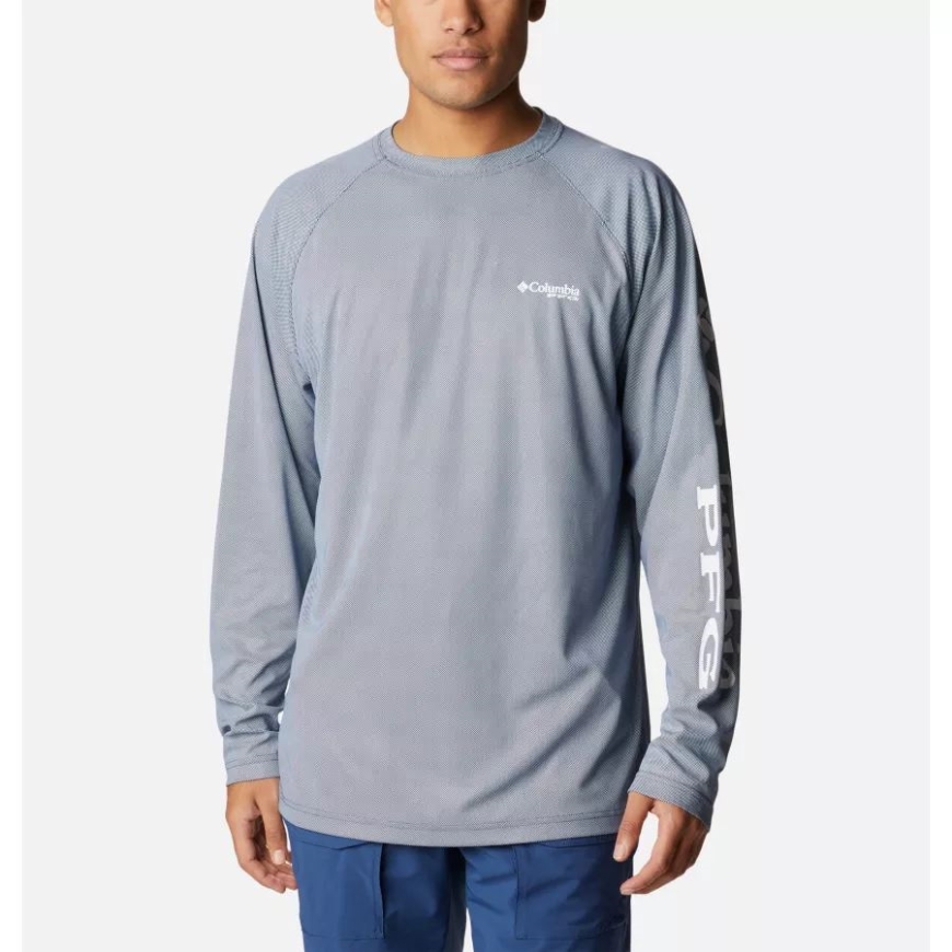 カーボン/ホワイト コロンビア メンズ Pfg ターミナル デフレクター ロング スリーブ シャツ トール