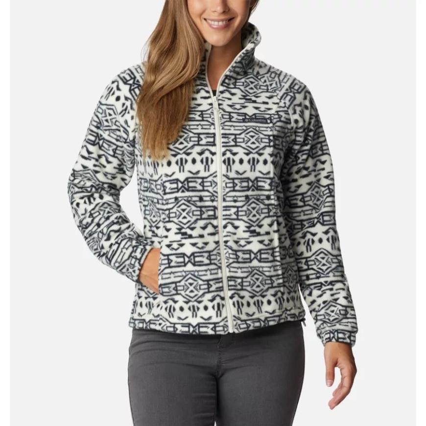 チョーク 80s ストライプ レディース ベントン スプリングス プリント フルジップ フリース ジャケット コロンビア