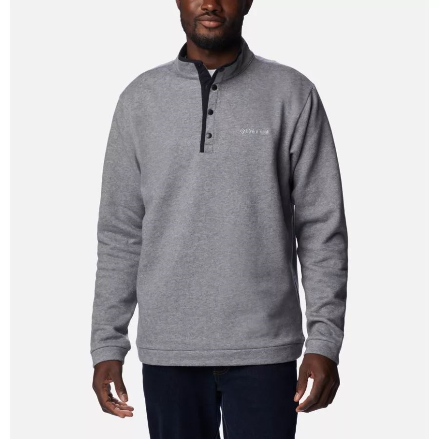 チャコール ヘザー メンズ ハート マウンテン ハーフ スナップ シャツ コロンビア