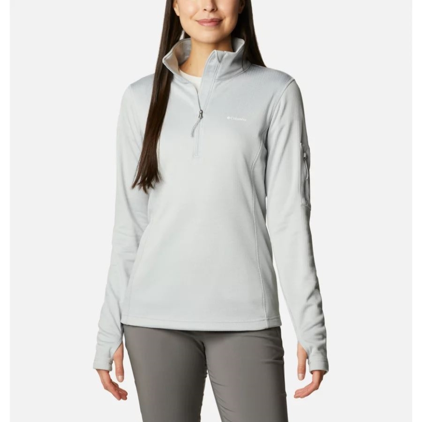 シーラス グレー/ヘザー コロンビア ウィメンズ パーク ビュー グリッド 1/2 ジップ フリース プルオーバー