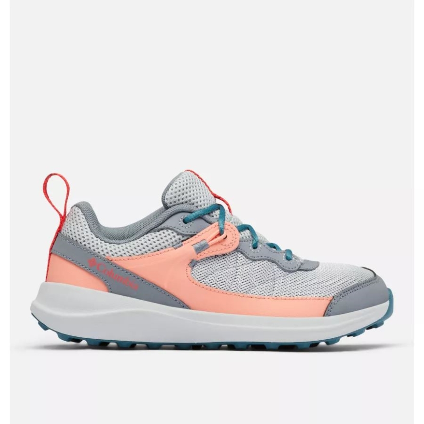 シーラス グレー/レッド ハイビスカス ユース トレイルストーム ウォーキング シューズ コロンビア