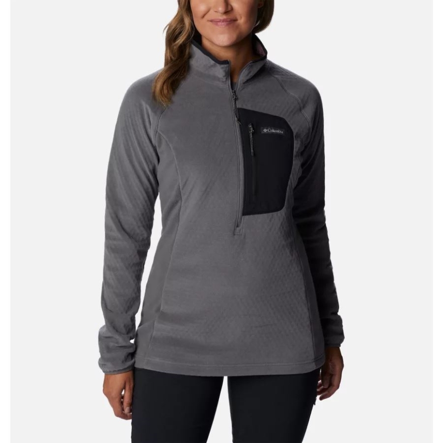 シティ グレー/ブラック コロンビア ウィメンズ アウトドア トラック ハーフ ジップ フリース プルオーバー