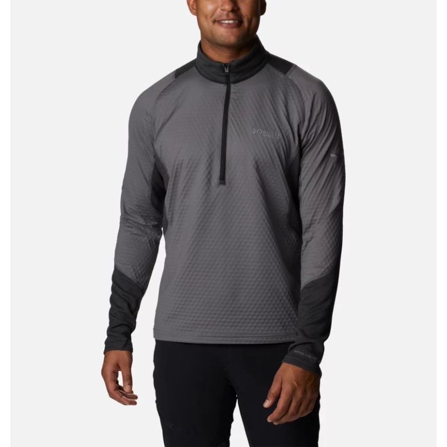 シティ グレー/ブラック メンズ タイタン パス ヘリックス ハーフジップ ベースレイヤー コロンビア