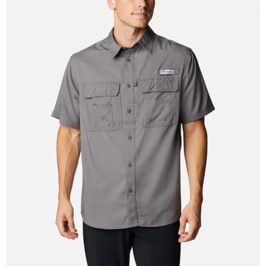 シティ グレー メンズ PFG ドリフト ガイド ウーブン ショート スリーブ シャツ コロンビア