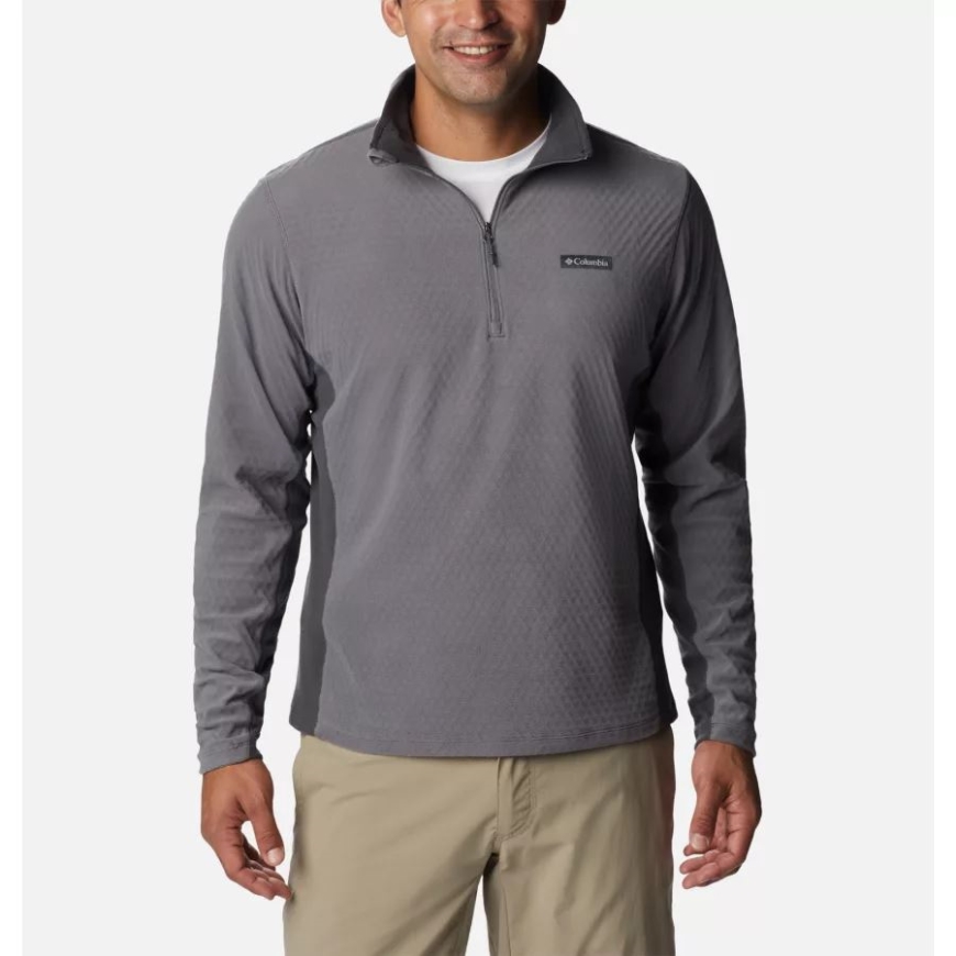 シティ グレー/シャーク コロンビア メンズ オーバーロード パス ハーフ ジップ シャツ