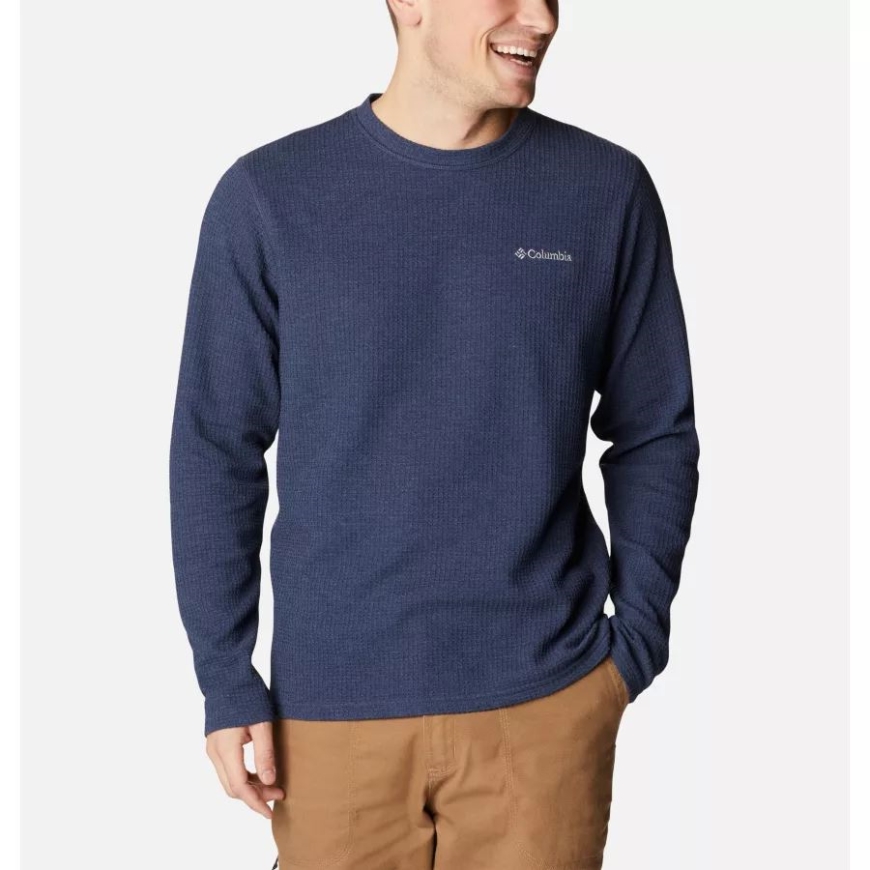 カレッジ ネイビー ヘザー メンズ パイン ピーク II ワッフル ロング スリーブ クルー コロンビア