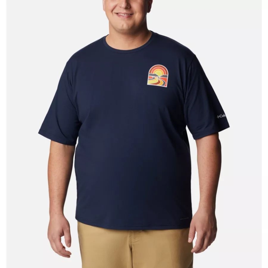 カレッジ ネイビー/サントレック トレイルズ チェスト コロンビア メンズ サン トレック テクニカル Tシャツ 拡張サイズ