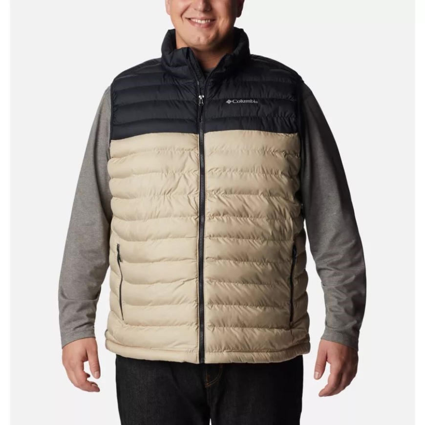 コロンビア古代化石/黒メンズ パウダー ライト断熱ベスト拡張サイズ