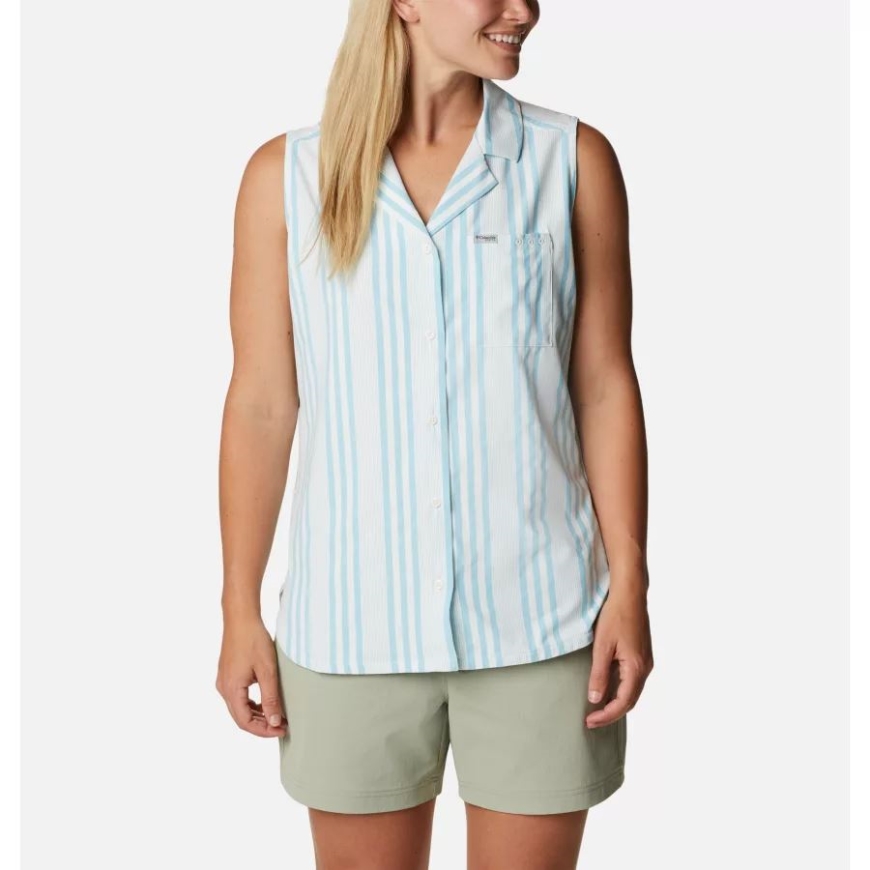 コロンビア アトール ストライプ レディース サン ドリフター ウーブン ノースリーブ シャツ