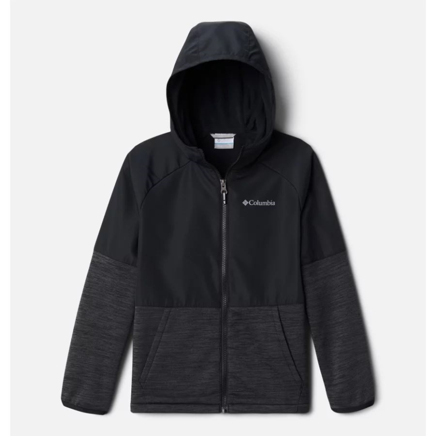 コロンビア ブラック/ブラック ヘザー ボーイズ アウトシールド ドライ フリース フルジップ ジャケット