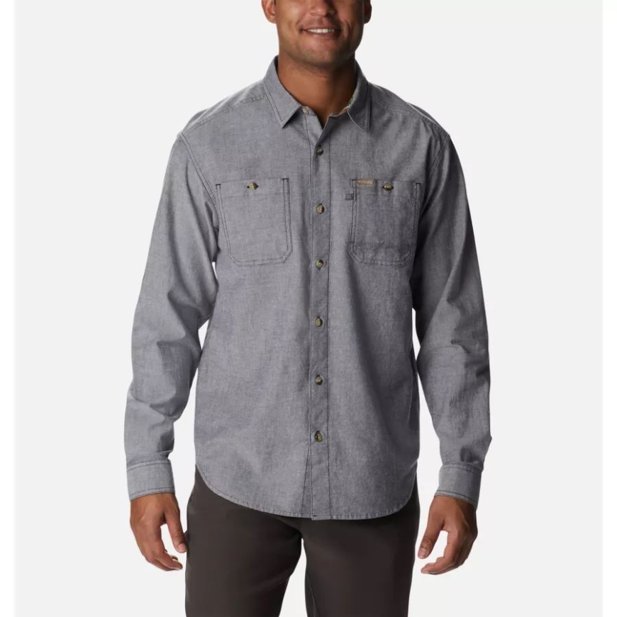 コロンビア ブラック シャンブレー メンズ Phg シャープテール ストレッチ シャンブレー 長袖シャツ