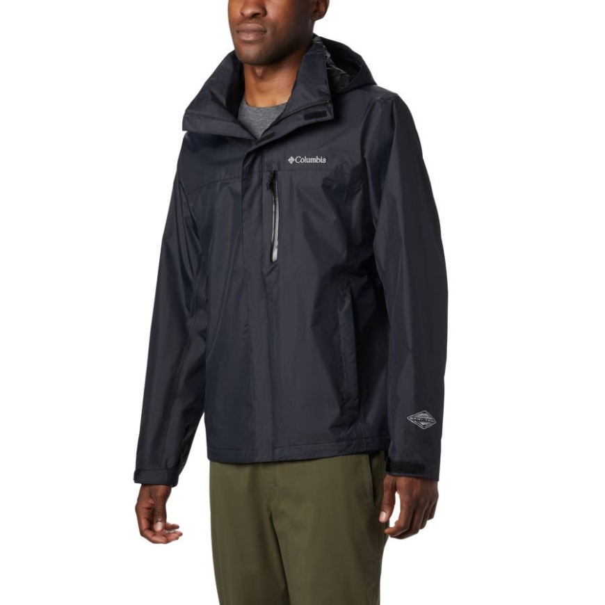 コロンビアブラックメンズポレーションレインジャケット.